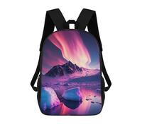 sinyumoney Purple Aurora Borealis Backpacks 3D Printed 17inch Kids School Backpack Outdoor Casual Daypack Casual Travel Bags for Middle School Students
