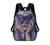 sinyumoney Purple Butterfly Tattoo-2 Rucksacks 3D Printed Children 17inch Backpacks Fashion Casual Daypack Travel Bags Outdoor Casual Daypack for Boy And Girl