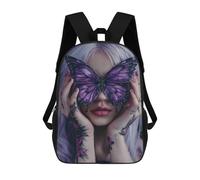 sinyumoney Purple Butterfly Tattoo Backpack School Bag Water Resistant School Bag Business Backpack for Boys/Girls/Teenagers 17inch