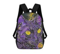 sinyumoney Purple Cat School Bags High Secondary School Bags Casual Backpack for Camping Outdoor Adventures And Daily Travel 17inch
