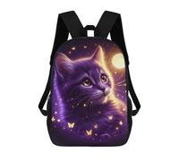 sinyumoney Purple Cat with Butterflies Backpack School Bag Rucksack Casual Daypacks School Work Travel Bag for Girl, Teen Girls 17inch