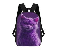 sinyumoney Purple Cat with Pink Eyes Backpack School Bag Work Laptop Backpack Rucksack Bag for Boys/Girls/Teenagers 17inch
