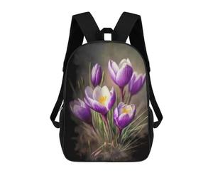 sinyumoney Purple Crocus Flowers Bloom Backpack School Water Resistant Travel Backpack Computer Bag - Perfect for Travel, Work And Daily Use 17inch