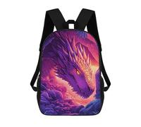 sinyumoney Purple Dragon in Cave Kids Backpack 17 Inch School Bag 3D Printed Cartoon School Backpacks for Boys And Teenager School Students