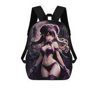 sinyumoney Purple Gothic Anime Girl 3D Printed Children's School Backpack for Kids Travel Rucksacks Book Bags Kids School Bag 17inch