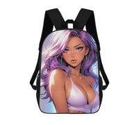 sinyumoney Purple Haired Beauty Backpack School Bag Daypacks Business Backpack Water Resistant Bookbag for Girls Boys Teenage 17inch