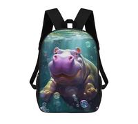 sinyumoney Purple Hippo Bubbles School Backpack Daypacks Business Backpack Water Resistant Bookbag for School/Work/Travel 17inch