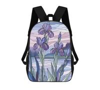 sinyumoney Purple Irises Landscape Rucksacks 3D Printed Children Backpacks Fashion Casual Daypack Cute Travel Bags Outdoor Casual Daypack for Boy And Girl 17inch