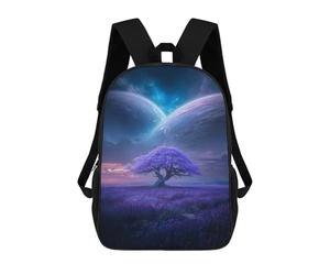 sinyumoney Purple Lavender Field with Tree Children's Backpacks School Backpack 3D Printed for Kids Travel Rucksacks Book Bags Kids 17inch School Bag