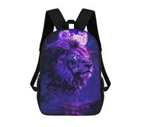 sinyumoney Purple Lion Moon Art Print School Backpack High Secondary School Bags Casual Backpack for Girl, Teen Girls 17inch