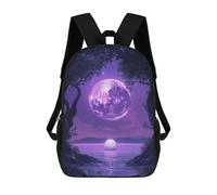 sinyumoney Purple Moon Tree And Ocean Backpack School Bag Backpack For Girls Boys Backpacks Large Capacity Kids Backpack Lightweight School Bags For Kids Students 17inch
