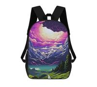 sinyumoney Purple Nature Backpack Kids School Backpack School Bag 3D Printed Fashion School Bag for Boys Elementary And Middle School Student 17inch