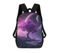 sinyumoney Purple Planet Landscape Children's Backpacks Kids Fun School Bag Boys Backpack Travel Bag Student Schoolbag Book Stationery Bag Chool Bags 17inch