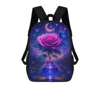 sinyumoney Purple Rose in Crystal Vase with Butterflies School Backpack Lightweight Schoolbag Dayback Bookbag College for Men, Women & Teenage Boys 17inch