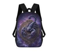 sinyumoney Purple Scorpio Zodiac Art Print Rucksacks 3D Printed Children 17inch Backpacks Fashion Casual Daypack Travel Bags Outdoor Casual Daypack for Boy And Girl