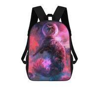 sinyumoney Purple Space Cat School Bags Daypacks Business Backpack Water Resistant Bookbag for School/Work/Travel 17inch