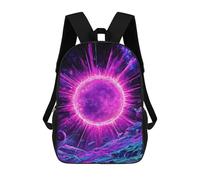 sinyumoney Purple Star in Space 3D Printed Children's 17 Inch Backpacks 3D Printed Casual School Bag for Boys Elementary And Middle
