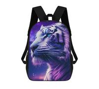 sinyumoney Purple Tiger Galaxy Art Kids Backpack, Backpack School Bag, Backpacks Kids School 3D Printed School Bags for Elementary And Middle School Students Teens Birthday Gift 17inch