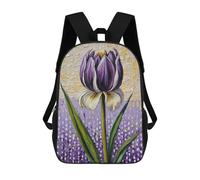 sinyumoney Purple Tulip Oil Painting Rucksack Rucksack Casual Daypacks School Work Travel Bag for Camping Outdoor Adventures And Daily Travel 17inch