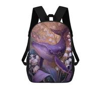 sinyumoney Purple Whale with Flowers Rucksack Water Resistant Travel Backpack Computer Bag for Teenage Girls Boys Women Men 17inch