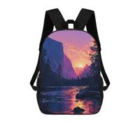sinyumoney Purple Yosemite Pixel Art Backpacks Kids Student Schoolbag,3D Printed Backpacks,Elementary And Middle School Students Backpacks for Boys Girls 17inch