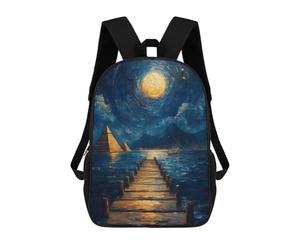 sinyumoney Pyramids Under Moonlight Rucksack Water Resistant School Bag Business Backpack for Men, Women & Teenage Boys 17inch