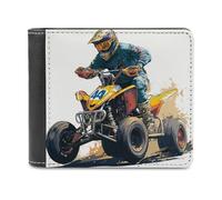sinyumoney Quad Rider in Action 3D Print Wallet Credit Card Cash Id Holder Banknote Compartments Slim Elegant Leather Wallet 11.7cm*9.5cm