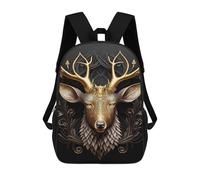 sinyumoney Queen Deer Golden Art Deco School Bags Lightweight Airport College Students Back Pack for Camping Outdoor Adventures And Daily Travel 17inch