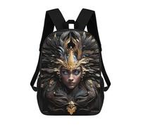 sinyumoney Queen of Golden Feathers 17 Inch School Bag Backpack Teen Schoolbag 3D Printing Adjustable Schoolbag Fashion Pocket Bag for Kids Boys Girls Students