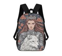sinyumoney Queen with Wolf And Floral Background Backpack School Bag School Secondary High School College Backpack Travel for Girls Boys Teenage 17inch