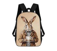 sinyumoney Rabbit Animals Coffee School Bags Large Lightweight Casual Backpack- Perfect for Travel, Work And Daily Use 17inch