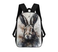 sinyumoney Rabbit Beauty Inked Bunny 3D Printed Children's School Backpack for Kids High Capacity Travel Rucksacks Book Bags Kids School Bag Back Pack 17inch