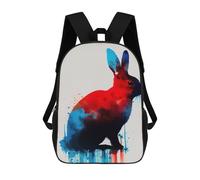 sinyumoney Rabbit Blue Red Backpack 3D Printed Kids School Backpack High Capacity Travel Backpacks Book Bags Kids Backpack 17inch