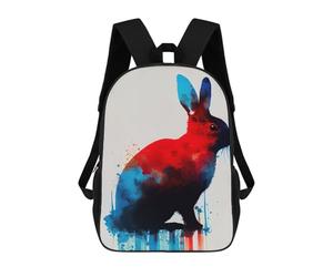 sinyumoney Rabbit Blue Red School Bags Business Laptop Rucksack Bag Unisex Casual Daypack for Boys/Girls/Teenagers 17inch