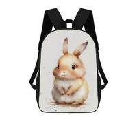 sinyumoney Rabbit Bunny Watercolor 3D Printed 17inch Kids School Backpack School Bag Fashion Rucksacks for Boys Elementary And Middle School Students