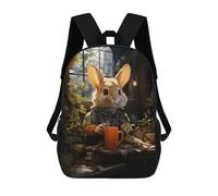 sinyumoney Rabbit Cafe Coffee Vibes School Backpack Daypacks Business Backpack Water Resistant Bookbag for Men/Women 17inch