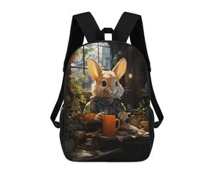 sinyumoney Rabbit Cafe Coffee Vibes School Backpack Daypacks Business Backpack Water Resistant Bookbag for Men/Women 17inch