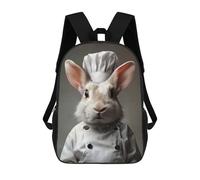 sinyumoney Rabbit Chef Portrait Kids Backpack 17 Inch School Bag 3D Printed Cartoon School Backpacks for Boys And Teenager School Students