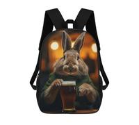 sinyumoney Rabbit Drinking Beer Pint 3D Printed 17inch Kids School Bag Rucksacks Children's School Fashion Casual Back Pack High Capacity Travel Book Bags