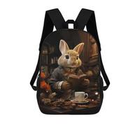 sinyumoney Rabbit Drinking Tea Backpack School Bag Rucksack for Girls Boys Backpacks Large Capacity Kids Back Pack Lightweight School Bags for Children Students 17inch