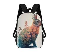 sinyumoney Rabbit Flower Children's Backpacks 17inch School Backpack 3D Printed Bag Bookbag for Kids Travel Rucksacks Boy Girl Book Bags Kids School Bag