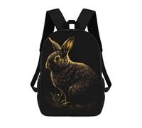 sinyumoney Rabbit Gold Black Backpack School Bag School Secondary High School College Backpack Travel for Girls Boys Teenage 17inch
