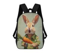 sinyumoney Rabbit Holding Carrot Painting School Bags Fashion Stationery Backpack Waterproof Casual Daypacks for Men, Women & Teenage Boys 17inch