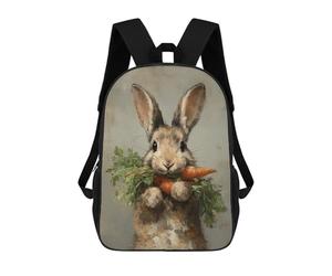 sinyumoney Rabbit Holding Carrots Painting School Bags Fashion Stationery Backpack Waterproof Casual Daypacks for Men, Women & Teenage Boys 17inch
