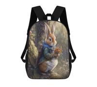 sinyumoney Rabbit Holding Flowers Art Print Backpack School Secondary Causal Travel High School Bags for Campus Outdoor Travel Sports 17inch