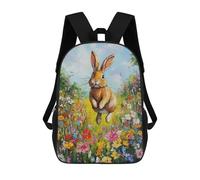 sinyumoney Rabbit in A Field of Flowers Backpack School Bag High Secondary School Bags Casual Backpack for Campus Outdoor Travel Sports 17inch