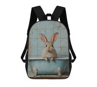 sinyumoney Rabbit in Bathtub Bathroom Art Rucksack Fashion Stationery Backpack Waterproof Casual Daypacks for Men/Women 17inch