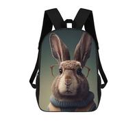 sinyumoney Rabbit in Glasses And Sweater School Bag Bookbag 3D Printed Children's Backpacks for Kids Boy Girl Book Bags Kids School Bag Travel Rucksacks 17inch