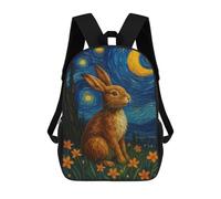sinyumoney Rabbit in Starry Night Style Rucksack Fashion Stationery Backpack Waterproof Casual Daypacks for Men/Women 17inch