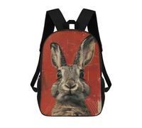 sinyumoney Rabbit Portrait Vintage Children's School Backpack Fashion Casual 17inch 3D Printed School Bags Boy School Backpack Large Backpack